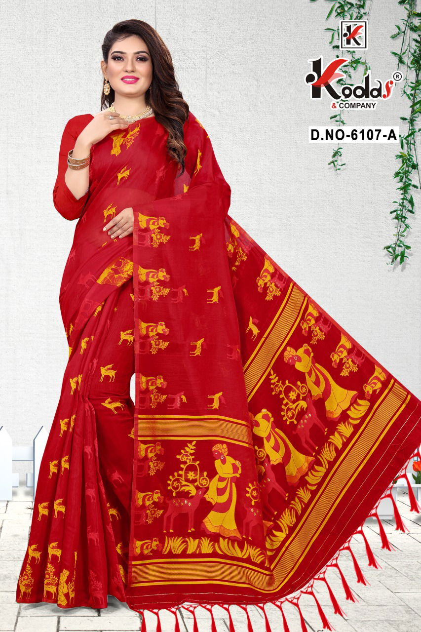 Mahek 6107 Casual Wear Fancy Festive Wear Designer Cotton Saree Collection 